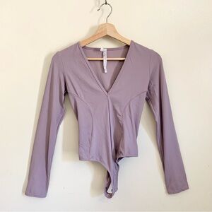 Free People Intimately Purple V-neck Long Sleeves Bodysuit XS